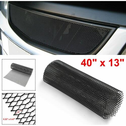 6mm X 12mm Diamond 40''x13'' Aluminum Mesh Grill Cover Car Bumper Fender Hood Vent Grille Net Black