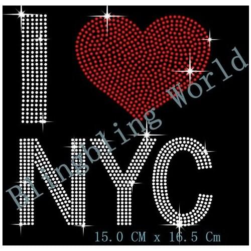 Free shipping love heart I love newyork city design hot fix Iron on heat transfer applique hotfix transfer