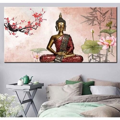 Large Buddha Lotus Landscape Diy Diamond Painting Cross Stitch Canvas Picture Wall Art 5d Embroidery Mosaic New Year Decor N765