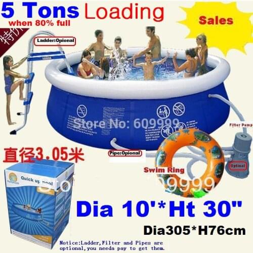Large 305*76cm(10'*30") Top Ring Inflatable Support Swimming Pool for Kids & Parents/Super-tough PVC Laminated Swimming Pool