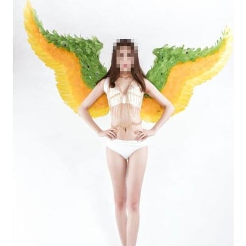 Colour Angel wings halloween costume photography model, t-stage show, wedding wing costume prop party costplay decoration