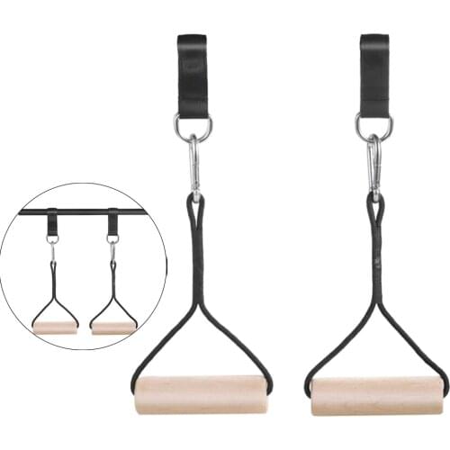 Wooden Gymnastics Gym Ring With Straps Buckles Exercise Resistance Band Handles Pull Up Home Fitness Strength Training Equipment