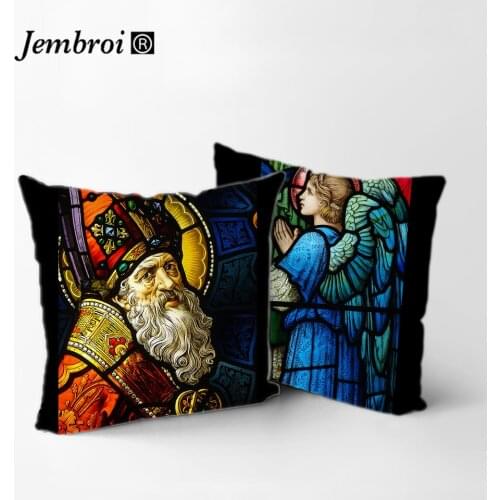 Double-sided Printing Polyester Cushion Cover Religion The Son of God Virgin Mary Jesus Christ Black Pillow Case for Sofa Chair