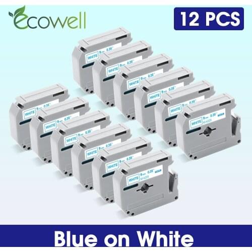 Ecowell Blue on White MK223 tapes for Brother MK-223 MK 223 9mm label cassette M-K223 for Brother P Touch PT-70 PT-100 Printer