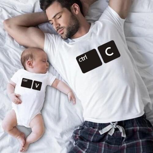 Ctrl C Ctrl V Short Sleeve Father and Son Daughter Matching Family Look 1Pc Family Matching Clothes Daddy Baby Letter T Shirt