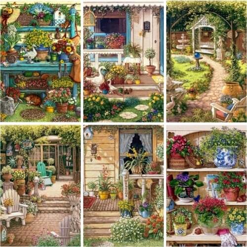 HUACAN 5D DIY Diamond Painting Garden Full Drill Cross Stitch New Arrival Diamond Embroidery Landscape Flower Home Decoration