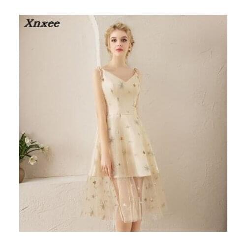 Short Dresses Sleeveless Chiffon Lace Wedding Party Dress Formal Gowns Vestidos 2018 hot plus size Xnxee