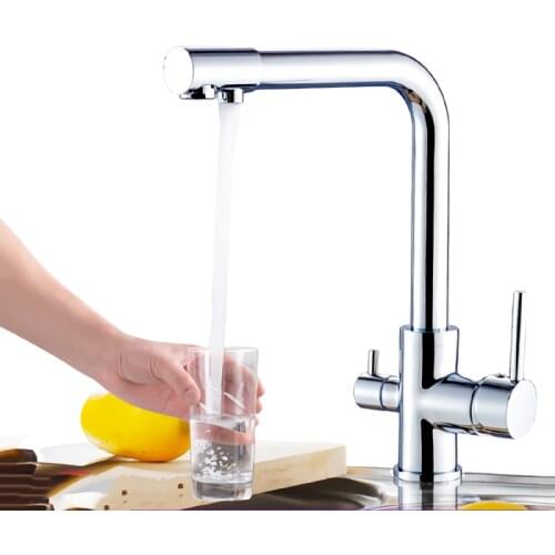 QUEEXU Kitchen Faucet Dual Spout Dual Control Tap For Kitchen Hot and Cold Water Kitchen Faucet