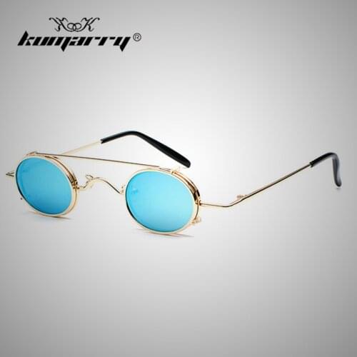 KUMARRY Punk Vintage Sunglasses Men/Women Oval Small Frame Removable Lens Fashion Sun Glasses High Quality Metal Eyewear KTM028