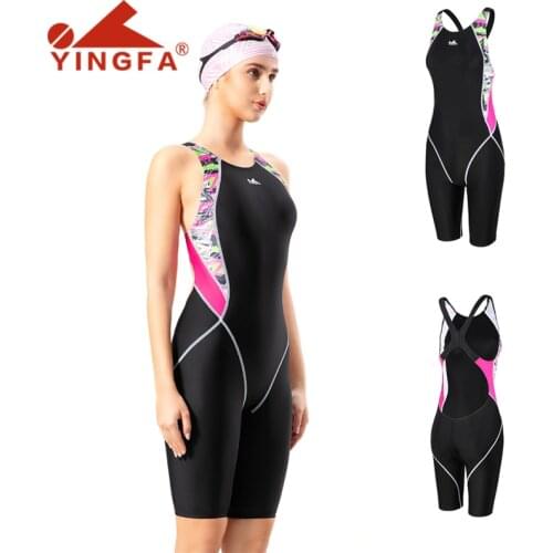 Yingfa Swimsuit Ladies New One-Piece Boxer Five-Point Professional Training Conservative Cover Belly Slimming Swimwear