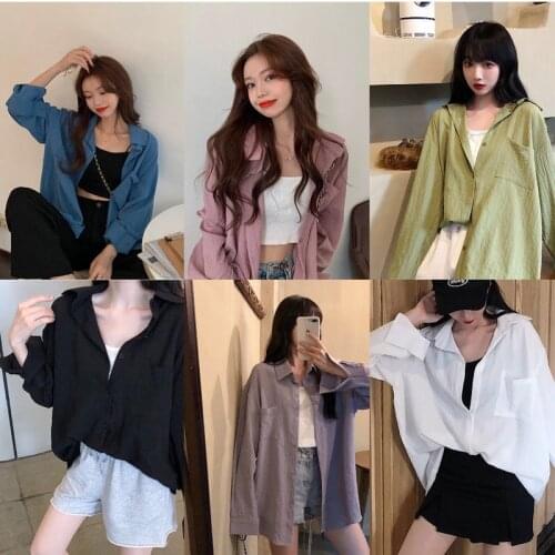 Summer and spring sun protection womens shirt wear loose new style long sleeve design sense chiffon shirt