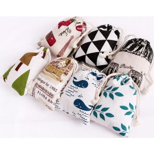 Hot 10pcs/lot Lovely Cotton Bags 8x10cm Flower Design Jewelry Charge Display Packing Drawstring Gift Pouches Cheap Small Bags