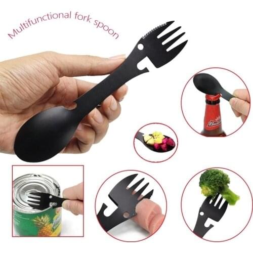 Multifunctional Equipment Cookware Spoon Fork Portable Bottle Opener Outdoor Survival Tool Portable