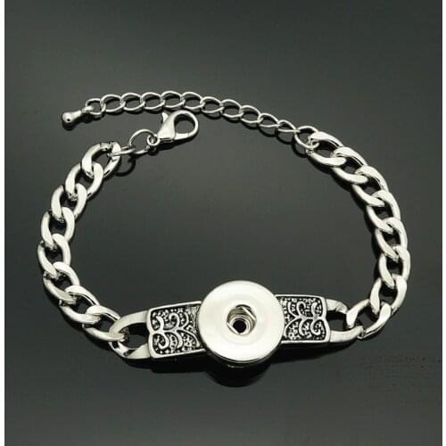 Fashion Charming Pattern chain snap bracelet bangle fit 18MM snap buttons jewelry wholesale SG0186