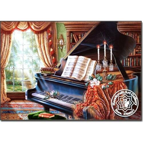 Moonzero 5D Diy Diamond Embroidery Piano and Flower Diamond Painting Cross Stitch Needlework Full Mosaic Picture of Rhinestones