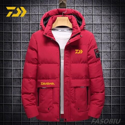 Daiwa Men Plus Velvet Warm Thick Windproof Jacket 2021 New Winter Outdoor for Sports Hiking Clothing Plus Size Fishing Clothes