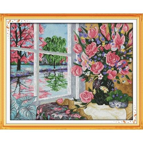 Blossom (oil painting) cross stitch kit flowers Aida count 18ct 14ct 11ct printed embroidery DIY handmade needlework decor