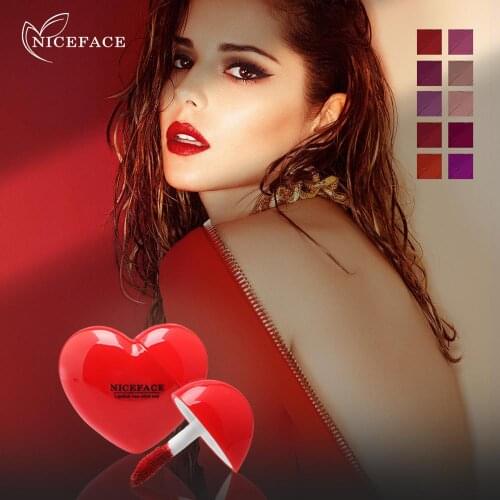 Niceface Heart Shape Liquid Lipstick Sexy 10 Colors Moisturizer Lip Tint Waterproof Matte Lip Paint Liquid Lipgloss Makeup Lips