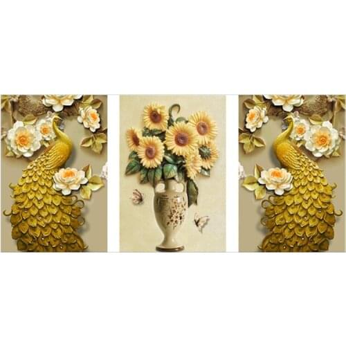 Peacock Sunflower 5D Full Drill Diamond Painting Embroidery Cross Stitch Kits DIY Rhinestone Crystal Home Decor