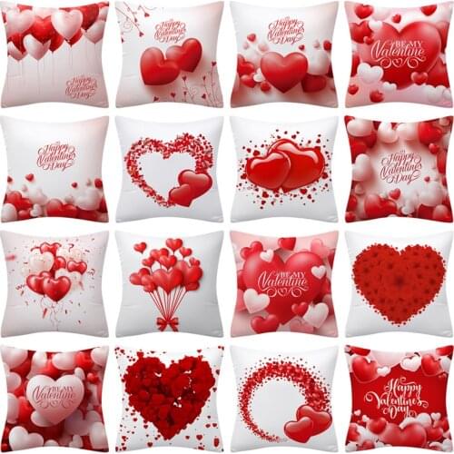 Valentines Day Letter Love Cushion Cover45x45 Polyester Pillowcase Decorative Sofa Cushions Pillowcover Home Decor Throw Pillow