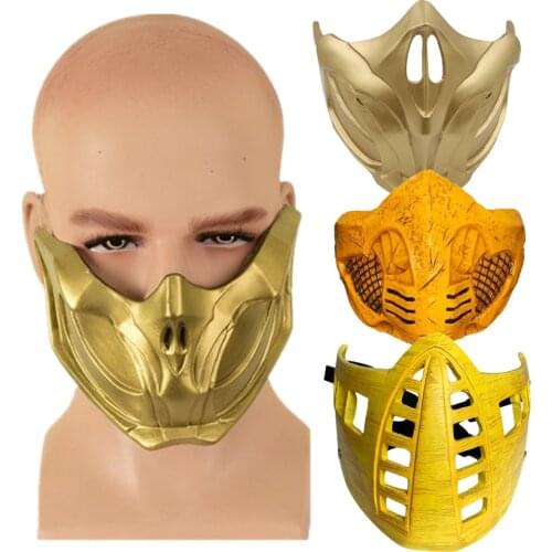Mortal Kombat 11 Scorpion Hanzo Hasashi Cosplay Resin Mask Helmet Latex Masks Halloween Party Carnival Costume Props