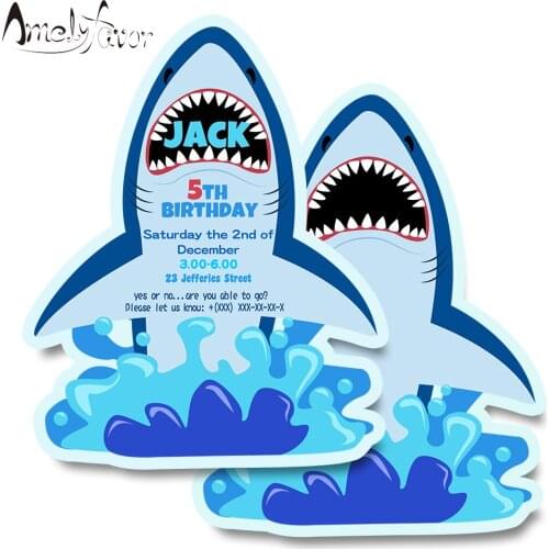 Shark Theme Invitation Card Party Supplies Sea Animals Event Birthday Party Decorations Custom-Made Personalized Invitation
