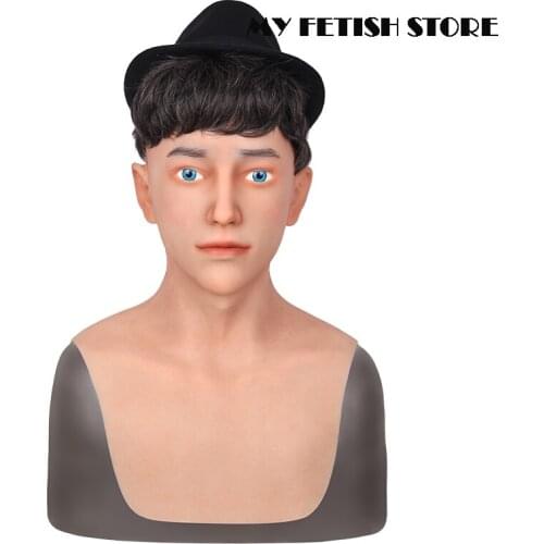 Alen)Crossdress Full Head Realistic Silicone Young Man Male Disguise Party Fancy Dress Masquerade Cosplay Prop Transgender Mask