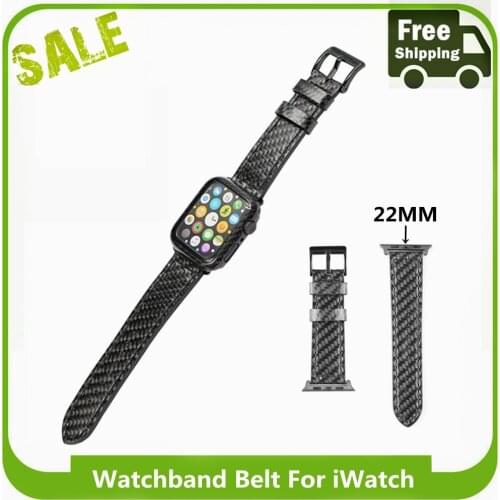 22MM Watch Band Genuine Carbon Fiber Straps For Apple iWatch High Quality Black Color Watchband For iWatch 38MM 40MM 42MM 44MM