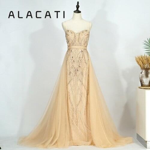 Sexy Sling Trailing Heavy Crystal Evening Dress Middle East Dubai Luxury Evening Dress Real Photo