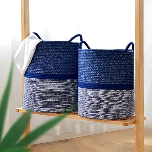 Nordic Style Collapsible Cotton Knitting Storage Bucket for Toy or Sundries Laundry Bag