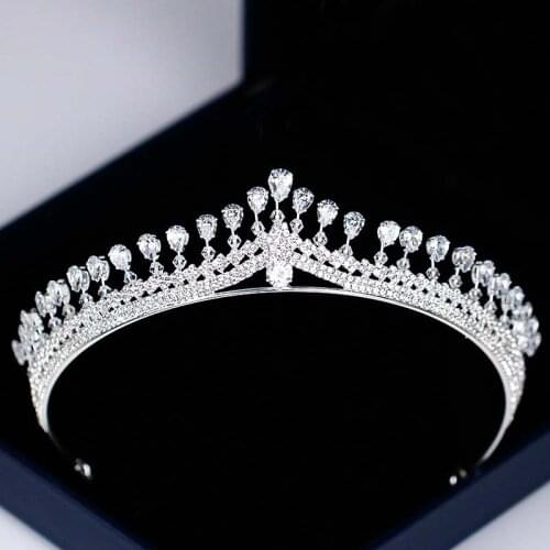 Shiny Crystal Tiaras For Bride Nova Rhinestone Queen Diadem Crown Women Headpiece Wedding Hair Jewelry Headband Hair Accessories