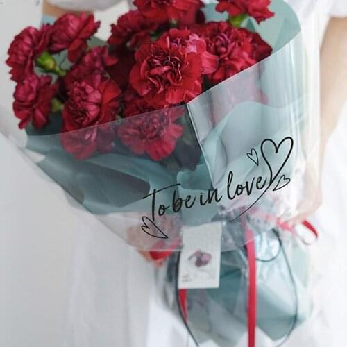 English Cellophane Flower Bouquet Wrapping Paper Thickened OPP Transparent Packing Paper Valentines Day Deco 60*60cm 20pcs