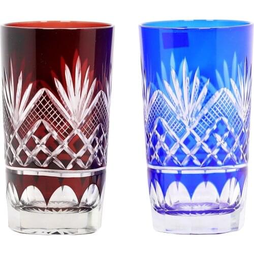 Bohemian Czech Handmade High Quality Hand Cut To Clear Blue Red Crystal Drinkware Whiskey Glass Wine Glass 2 Order
