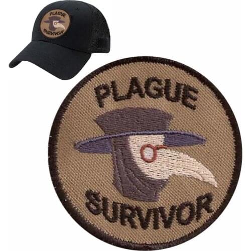Plague Survivor Embroidery Patch Schnabel Beak Circle Steampunk Brown Medical Decorative Military Tactical Embroidered Patches