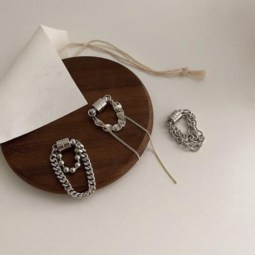 WTLTC Punk Stylish Chain Tassel Magnet Ear Clip Earrings for Women Steampunk Link Cuff Earrings 3 Designs Non Pierced Earrings