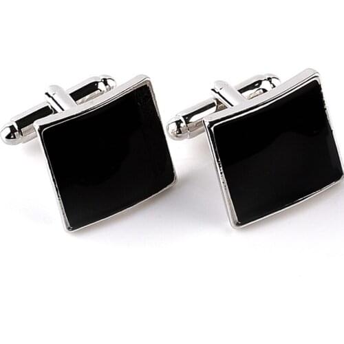 New Arrival Simple Classic Black Mens Shirt Cufflinks For Men Laser Plating Cuff Button Christmas Cuff Link Gemelos Gifts