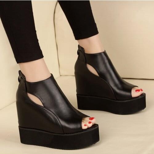 Platform Sandals Women 2021 New Summer Chunky High Heels Female Wedges Shoes for Women Fish Toe black Sandalia Feminina