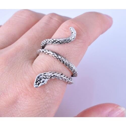 European New Retro Punk Exaggerated Spirit Snake Ring Fashion Personality Stereoscopic Opening Adjustable Ring Jewelry