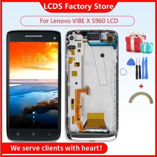 10-Touch Original LCD For Lenovo Vibe X S960 LCD With Frame Display Screen For Lenovo S960T S968T LCD Screen Display 5" inch