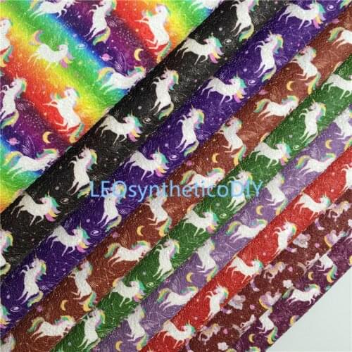 1PC 21X29CM Glitter Fabric Chunky Glitter Leather, Unicorn Printed Glitter Leather Sheets For Making Bows LEOsyntheticoDIY T516