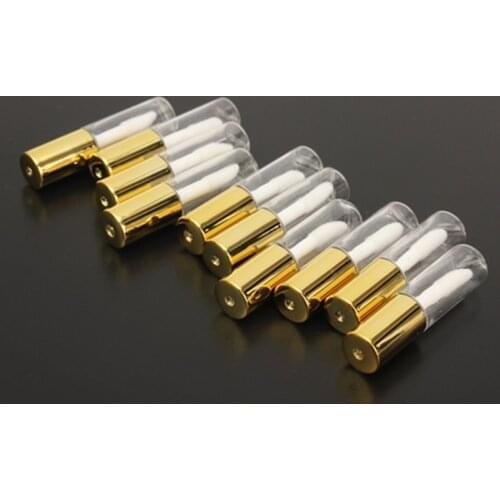 10 Pcs 1.2ML Empty Transparent PE Lip Gloss Tubes Plastic Lip Balm Tube Lipstick Mini Sample Cosmetic Container With Gold Cap
