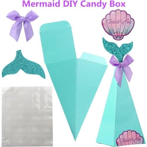 10 PCS/LOT Mermaid Gift Boxes Sweet Paper Candy Box Mermaid Birthday Christmas Party Decorations Kids Favor Boxes Wedding