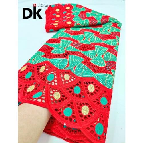 2.5 Yards African Lace Fabric 2021 High Quality Swiss Voile Lace 100% Cotton In Switzerland Dry Lace Tops Woman Dresses Sewing