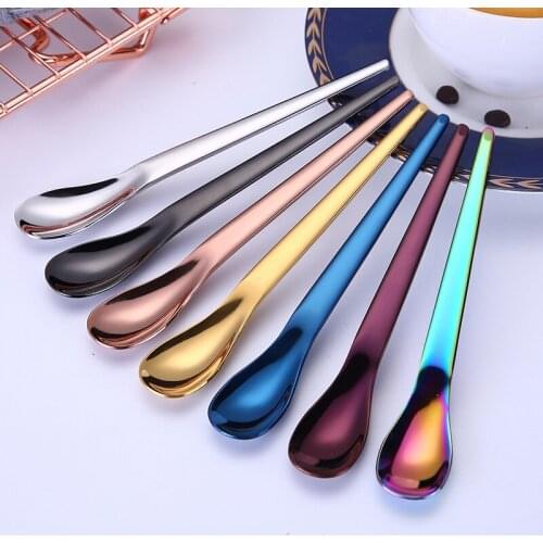 304 stainless steel coffee spoon mixing spoon titanium-plated ice cream dessert spoon small spoon