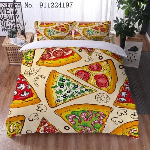 3D Bedding Set Food Duvet Cover Polyester Hamburger Fries Bed Linen Comfortable Bedding Sets Bedclothes Soft Bed Set Pillowcase