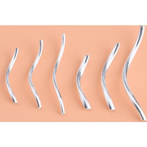 10PCS 925 sterling silver jewelry accessories glossy S tube S-shaped elbow handmade DIY beaded material crystal bracelet tube