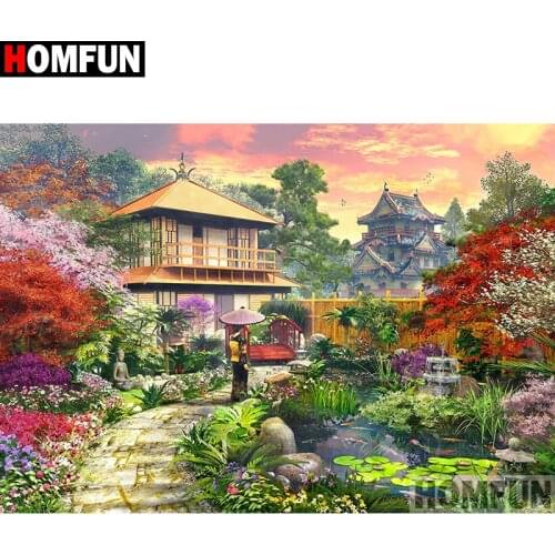 HOMFUN Full Square/Round Drill 5D DIY Diamond Painting "House landscape" Embroidery Cross Stitch 5D Home Decor A07484