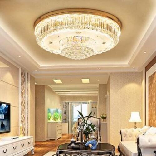 Atmospheric crystal lamps round living room lamp LED ceiling led dining room lamp lighting European crystal lamp remote control