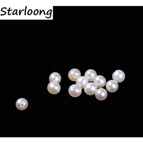 2pcs/lot AA quality 4mm round natural freshwater pearl beads one hole jewelry making DIY for necklace bracelet earring