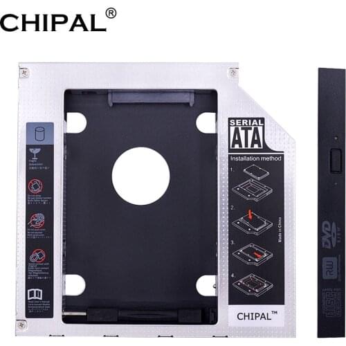 CHIPAL Aluminum Alloy 2nd HDD Caddy 12.7mm SATA 3.0 for 2.5 Inc SSD Case HD Hard Drive Enclosure for Laptop CD-ROM DVD-ROM ODD